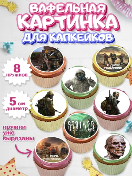 Вафельная картинка для капкейков, Сталкер, Stalker, Мальчик, День рождения, арт. PT806708_1
