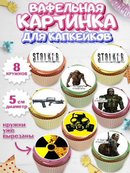 Вафельная картинка для капкейков, Сталкер, Stalker, Мальчик, День рождения, арт. PT806711_1