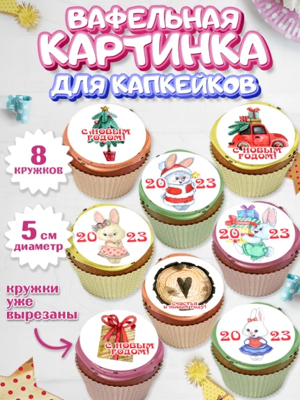 Вафельная картинка для капкейков, Новый год, Девочка, арт. PT806907_1