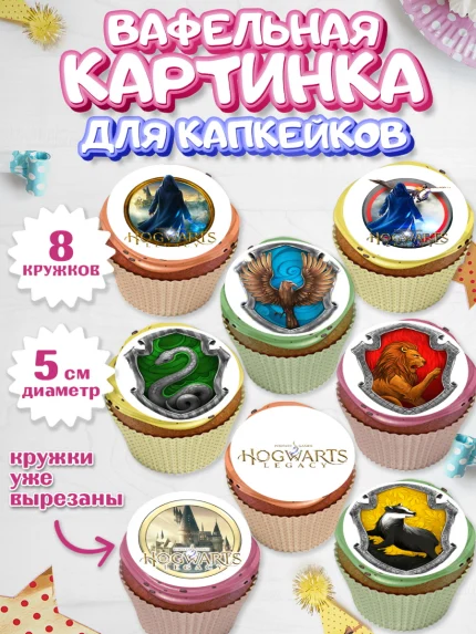 Вафельная картинка для капкейков, Гарри Поттер, Хогвартс Легаси, Мальчик, День рождения, арт. PT809665_1