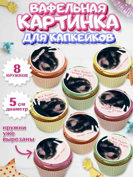 Вафельная картинка для капкейков, Енот Педро-педро, Енот, педро-педро, танцующий енот, Девочка, арт. PT818480_1