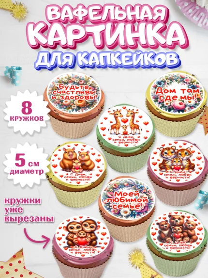 Вафельная картинка для капкейков, День семьи, любви и верности, Девочка, арт. PT818748_1