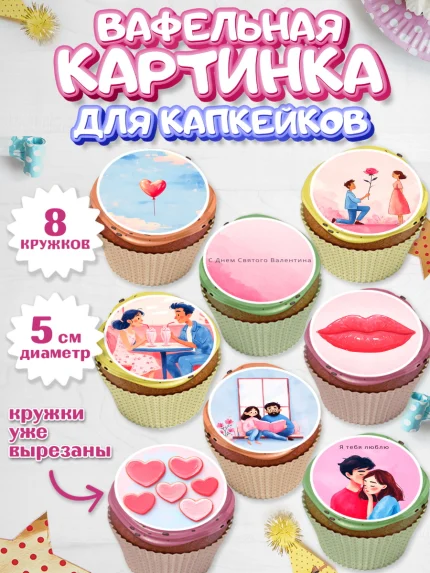 Вафельная картинка для капкейков, День Влюбленных, День Святого Валентина, день всех влюбленных, арт. PT822127_1