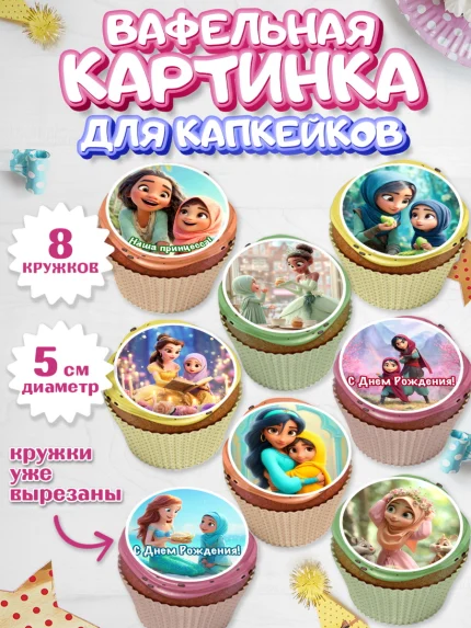 Вафельная картинка для капкейков, День рождения, Девочка, арт. PT822716_1