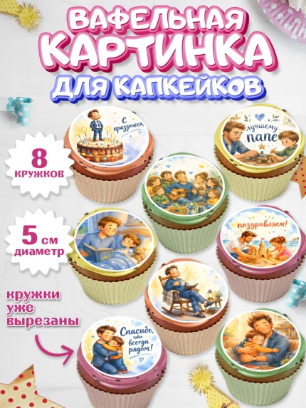 Вафельная картинка для капкейков, Поздравление папе, арт. PT823381_1