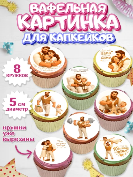 Вафельная картинка для капкейков, Поздравление папе, арт. PT823382_1
