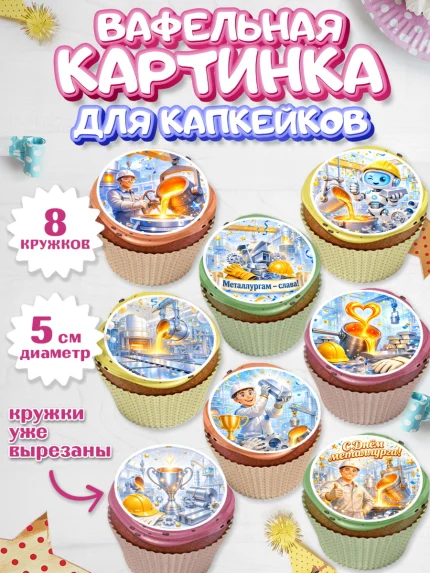 Вафельная картинка для капкейков, День Металлурга, Поздравление с Днём Металлурга, Девушка, арт. PT823604_1