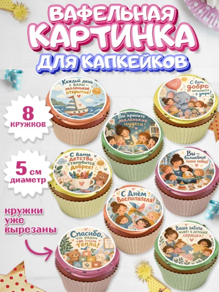 Вафельная картинка для капкейков, День Воспитателя, Мальчик, арт. PT827415_1