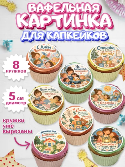 Вафельная картинка для капкейков, День Воспитателя, Мальчик, арт. PT827415_2